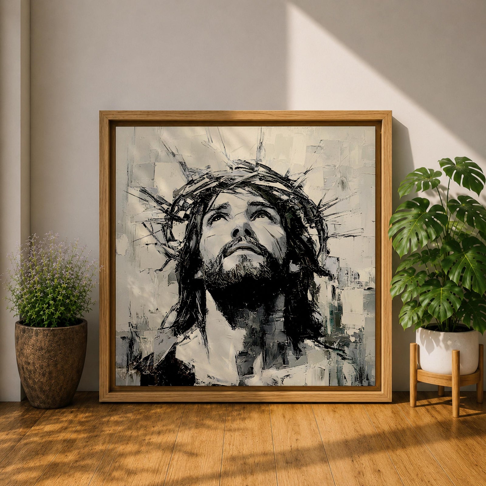 Jesus Crown of Thorns Wall Art Passion of Christ Framed Canvas Christian Home Decor