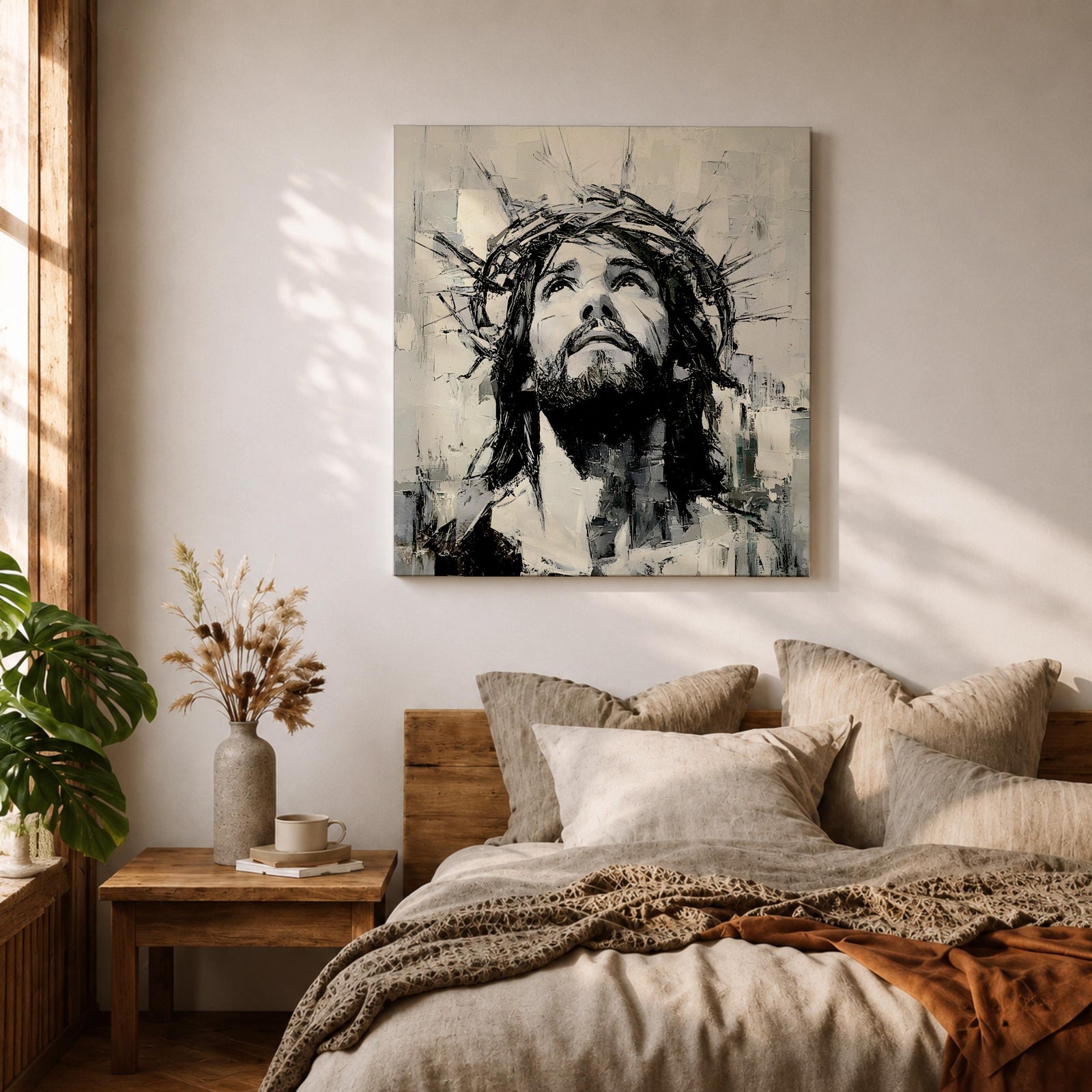 Jesus Crown of Thorns Wall Art Passion of Christ Framed Canvas Christian Home Decor