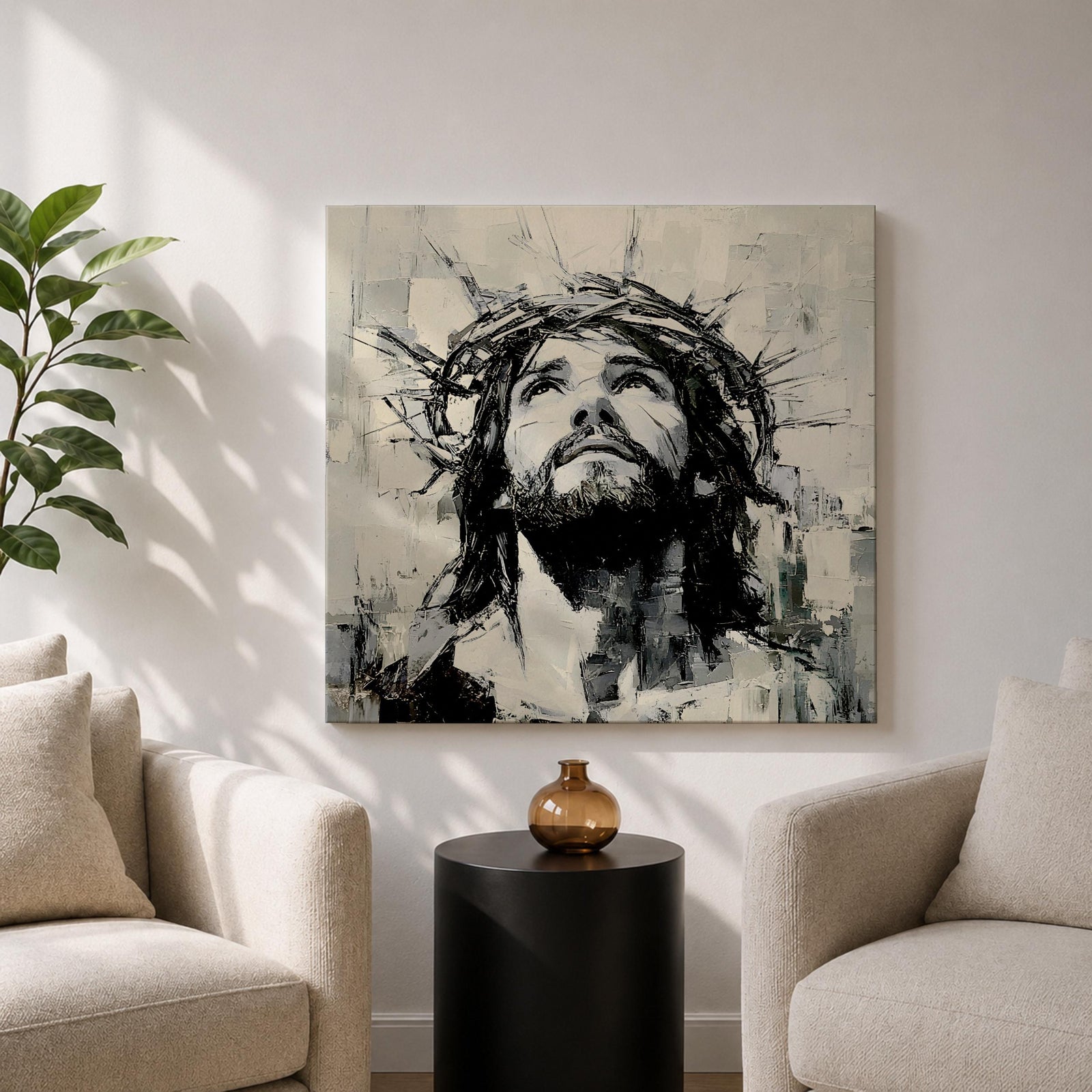 Jesus Crown of Thorns Wall Art Passion of Christ Framed Canvas Christian Home Decor