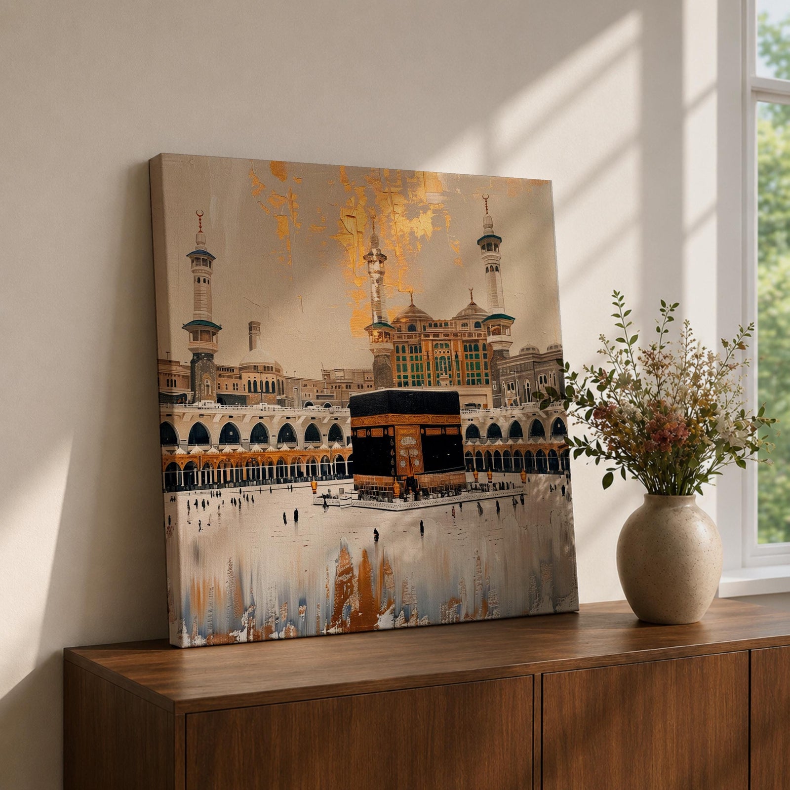Kaaba Wall Art Tawaf Pilgrims Framed Canvas Masjid al Haram Mecca Islamic Home Decor