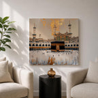 Kaaba Wall Art Tawaf Pilgrims Framed Canvas Masjid al Haram Mecca Islamic Home Decor