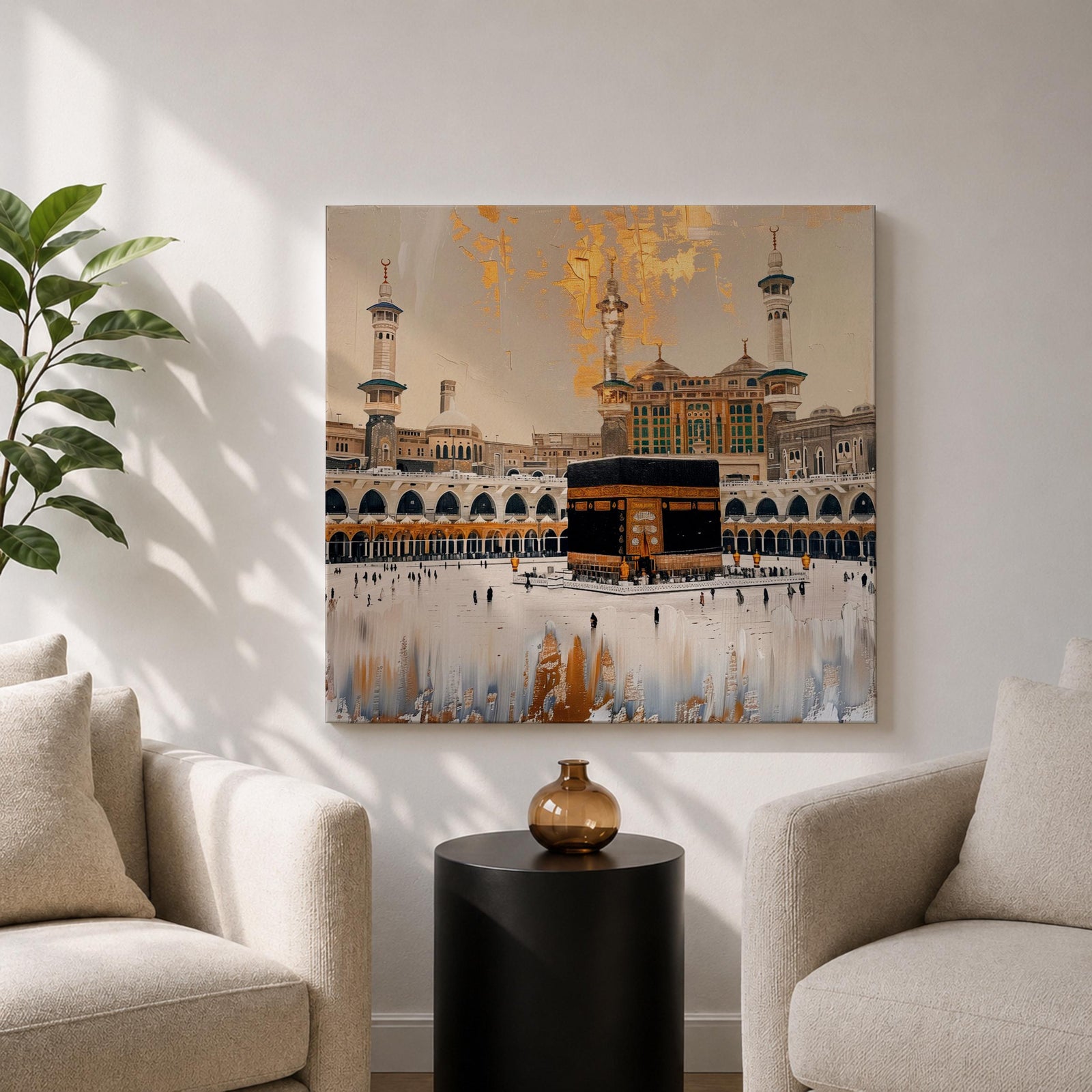Kaaba Wall Art Tawaf Pilgrims Framed Canvas Masjid al Haram Mecca Islamic Home Decor