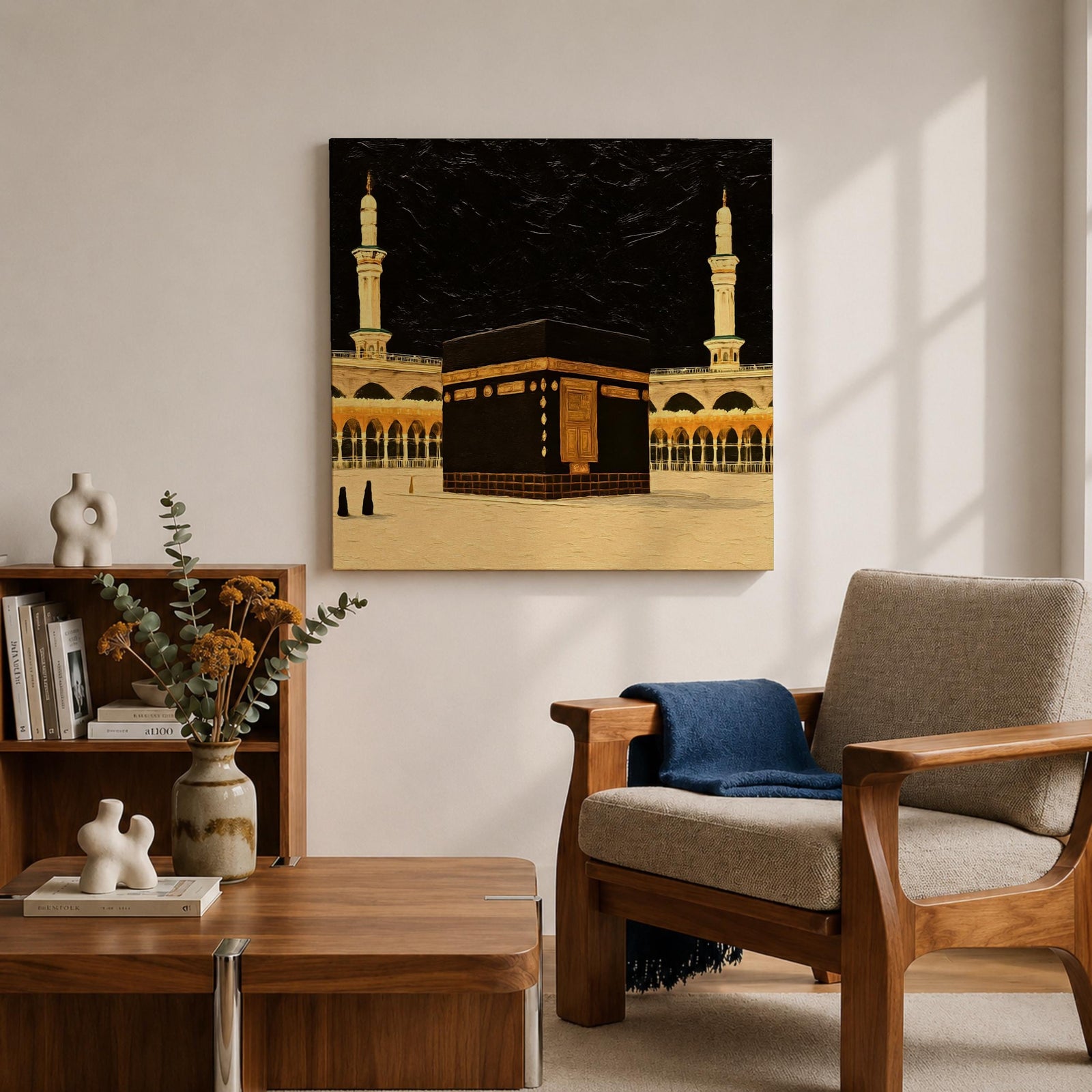 Kaaba Wall Art Sacred Mosque Framed Canvas Mecca Gift Islamic Prayer Room Home Decor