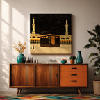 Kaaba Wall Art Sacred Mosque Framed Canvas Mecca Gift Islamic Prayer Room Home Decor