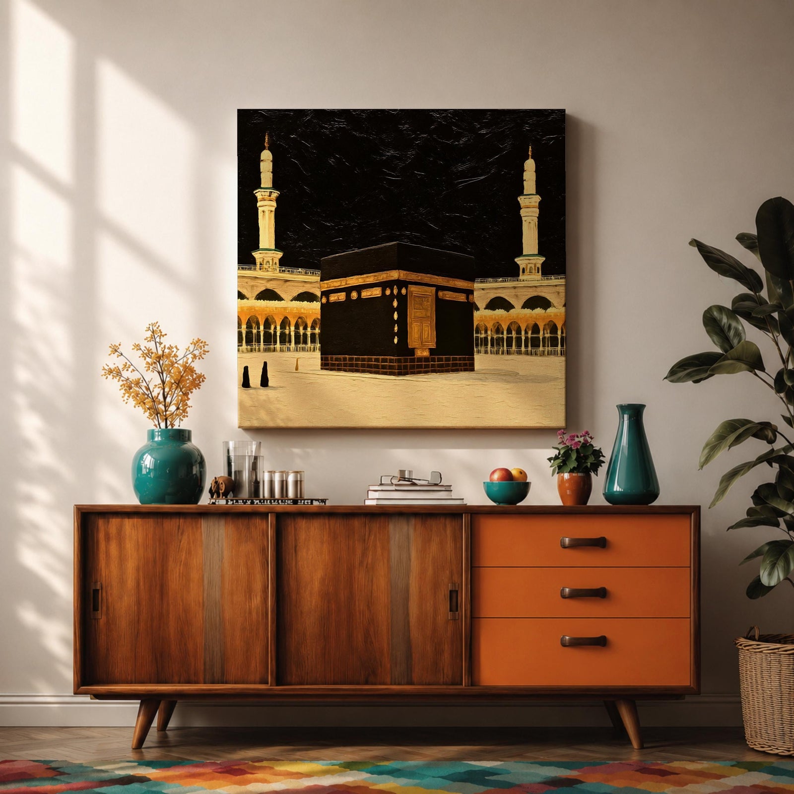 Kaaba Wall Art Sacred Mosque Framed Canvas Mecca Gift Islamic Prayer Room Home Decor
