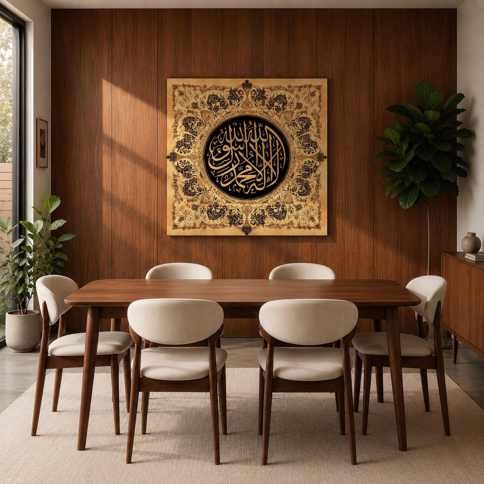 Shahada Wall Art Arabic Calligraphy Framed Canvas Islamic Script Muslim Home Decor