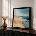 Coastal Ocean Wall Art Seaside Shoreline Framed Canvas Beach Abstract Rustic Home Decor