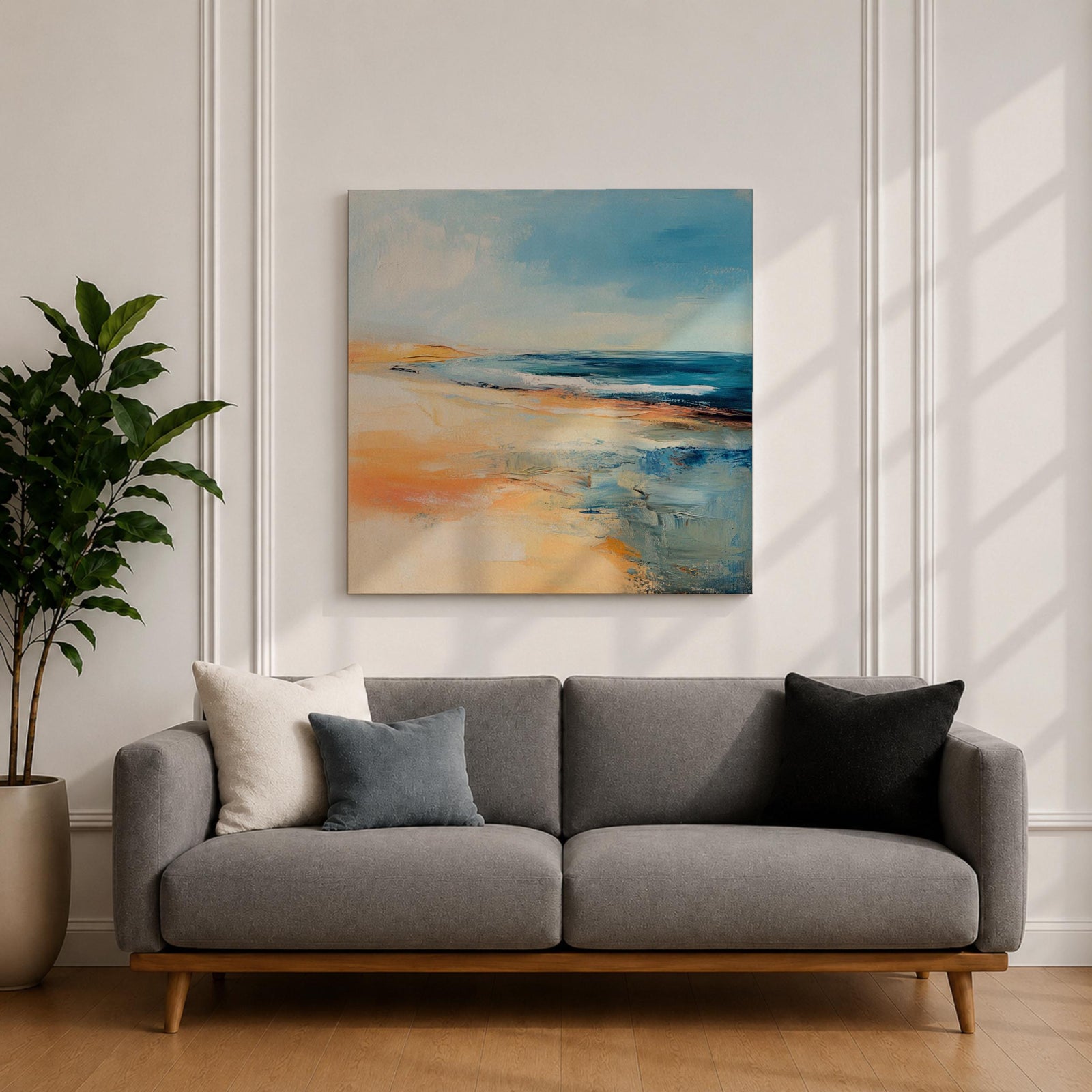 Coastal Ocean Wall Art Seaside Shoreline Framed Canvas Beach Abstract Rustic Home Decor
