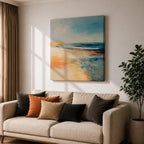Coastal Ocean Wall Art Seaside Shoreline Framed Canvas Beach Abstract Rustic Home Decor
