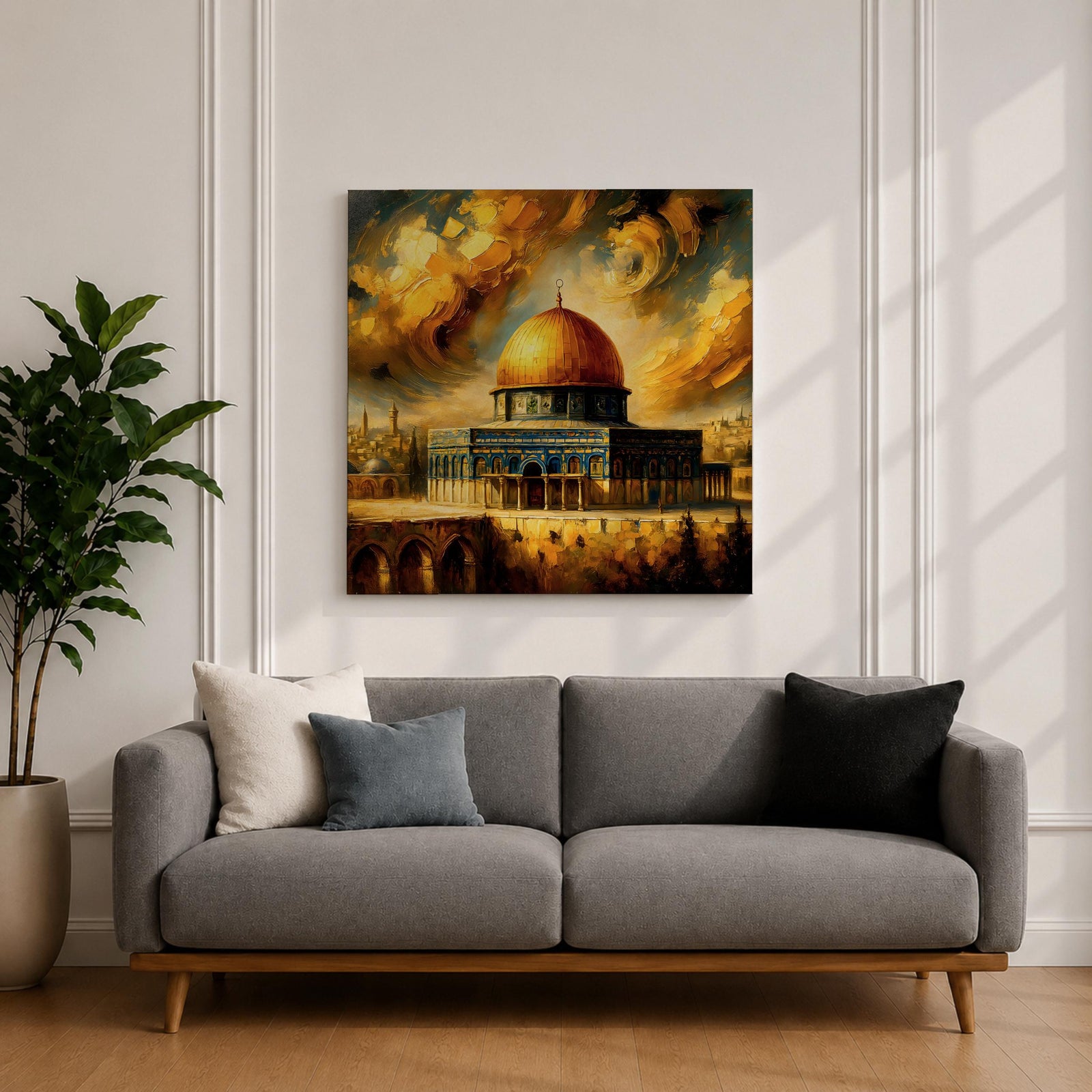 Masjid Al Aqsa Wall Art Dramatic Sky Framed Canvas Jerusalem Mosque Islamic Home Decor