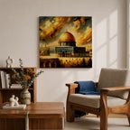 Masjid Al Aqsa Wall Art Dramatic Sky Framed Canvas Jerusalem Mosque Islamic Home Decor