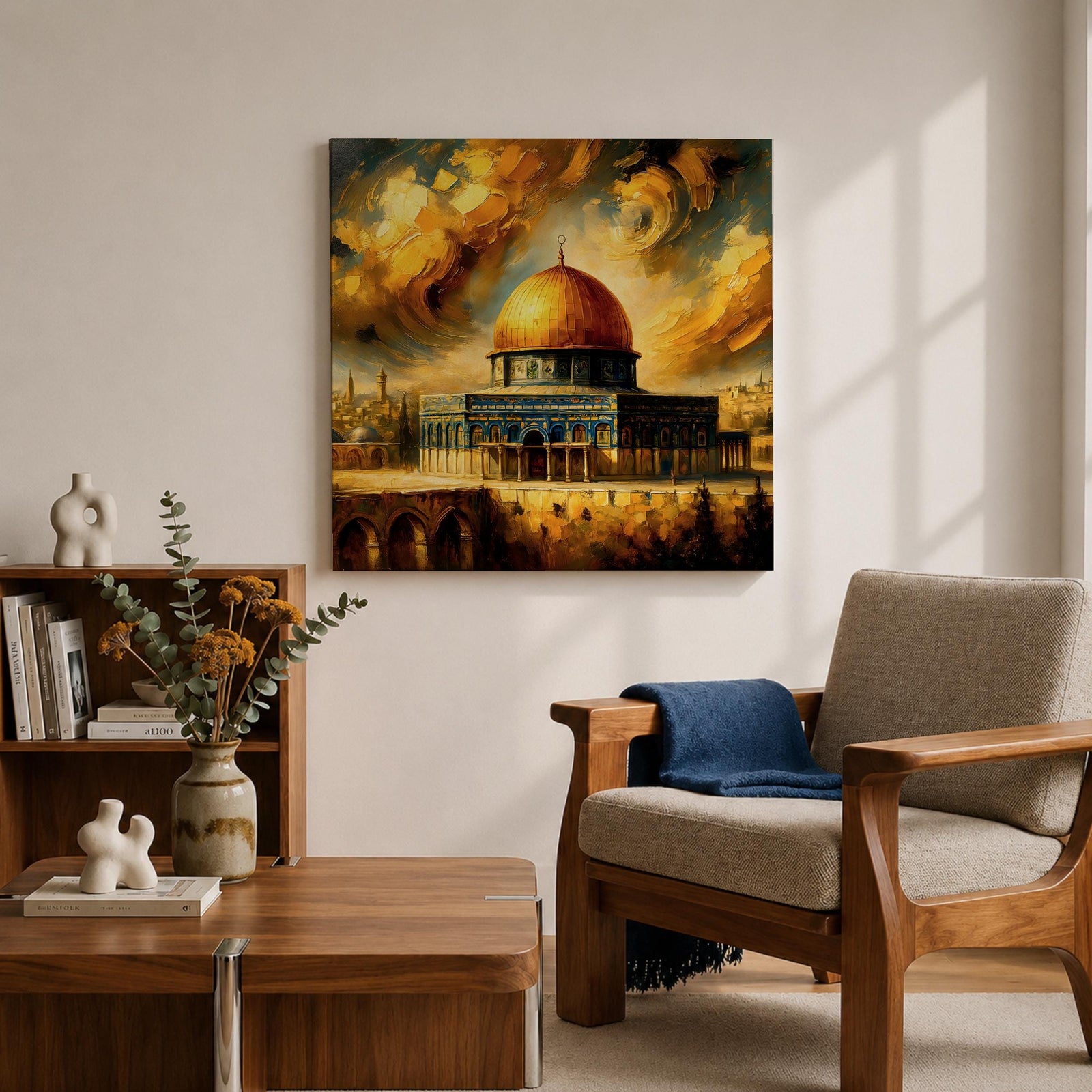 Masjid Al Aqsa Wall Art Dramatic Sky Framed Canvas Jerusalem Mosque Islamic Home Decor