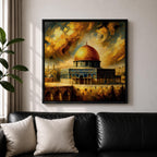 Masjid Al Aqsa Wall Art Dramatic Sky Framed Canvas Jerusalem Mosque Islamic Home Decor