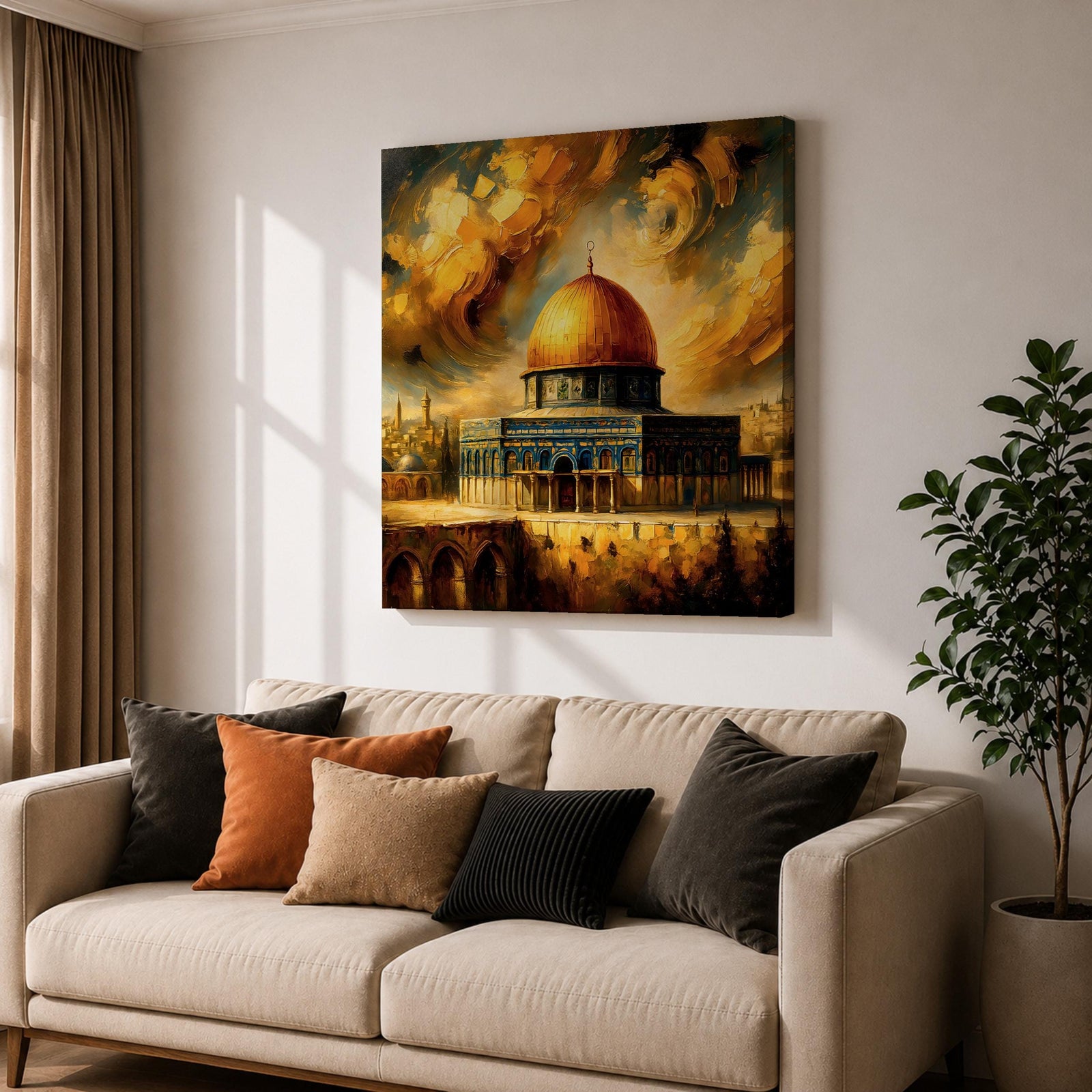 Masjid Al Aqsa Wall Art Dramatic Sky Framed Canvas Jerusalem Mosque Islamic Home Decor