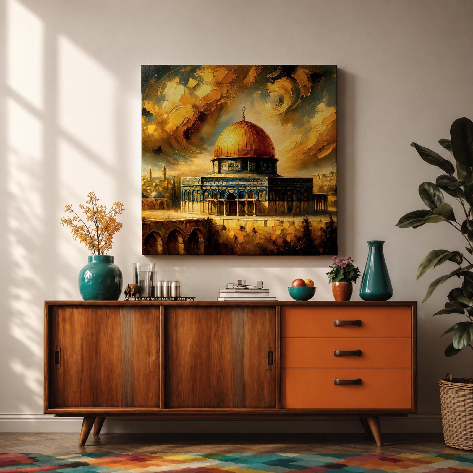 Masjid Al Aqsa Wall Art Dramatic Sky Framed Canvas Jerusalem Mosque Islamic Home Decor