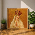Our Lady of Fatima Wall Art Virgin Mary Framed Canvas Catholic Home Decor