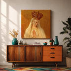 Our Lady of Fatima Wall Art Virgin Mary Framed Canvas Catholic Home Decor