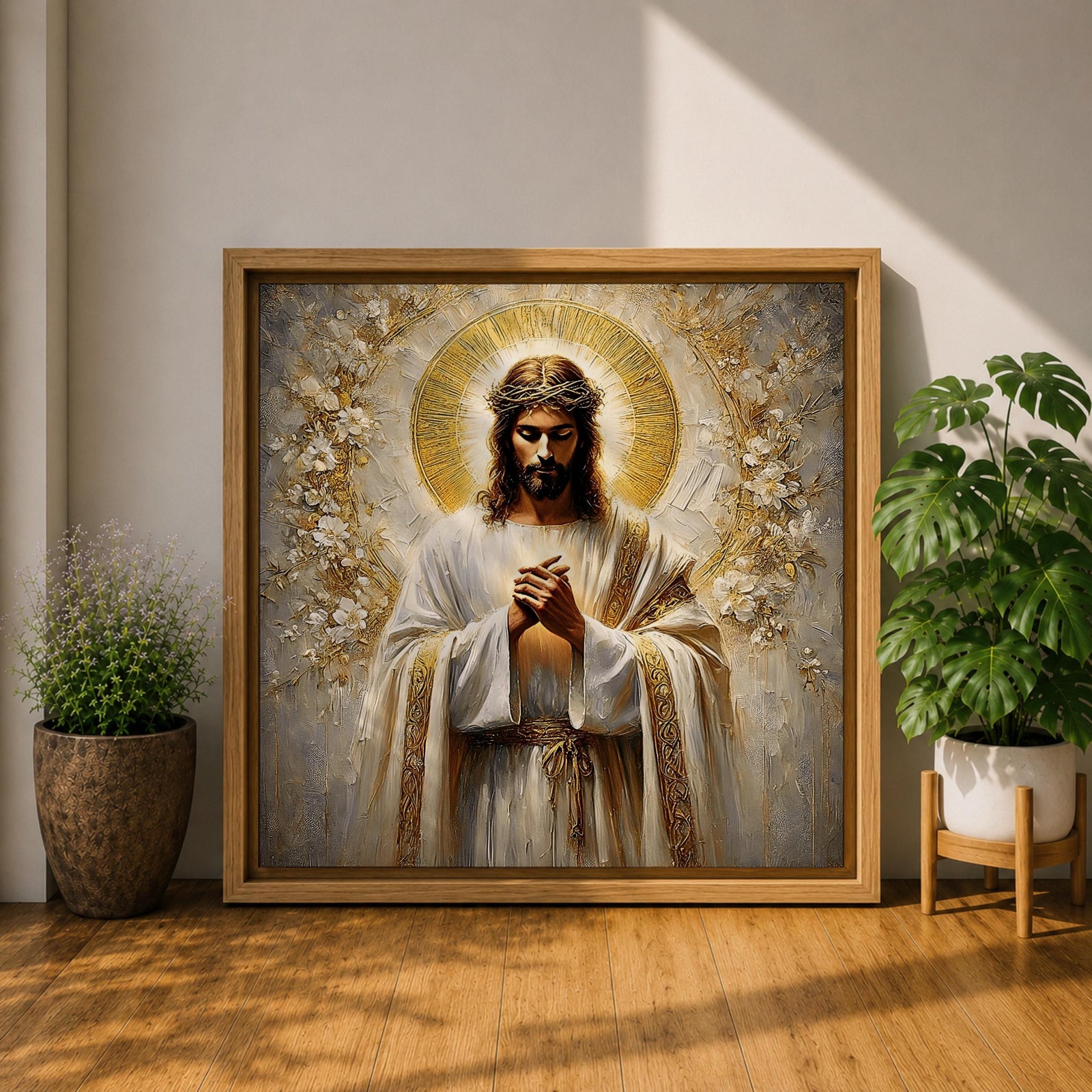 Jesus Christ Wall Art Christ the Redeemer Framed Canvas Christian Prayer Biblical Home Decor