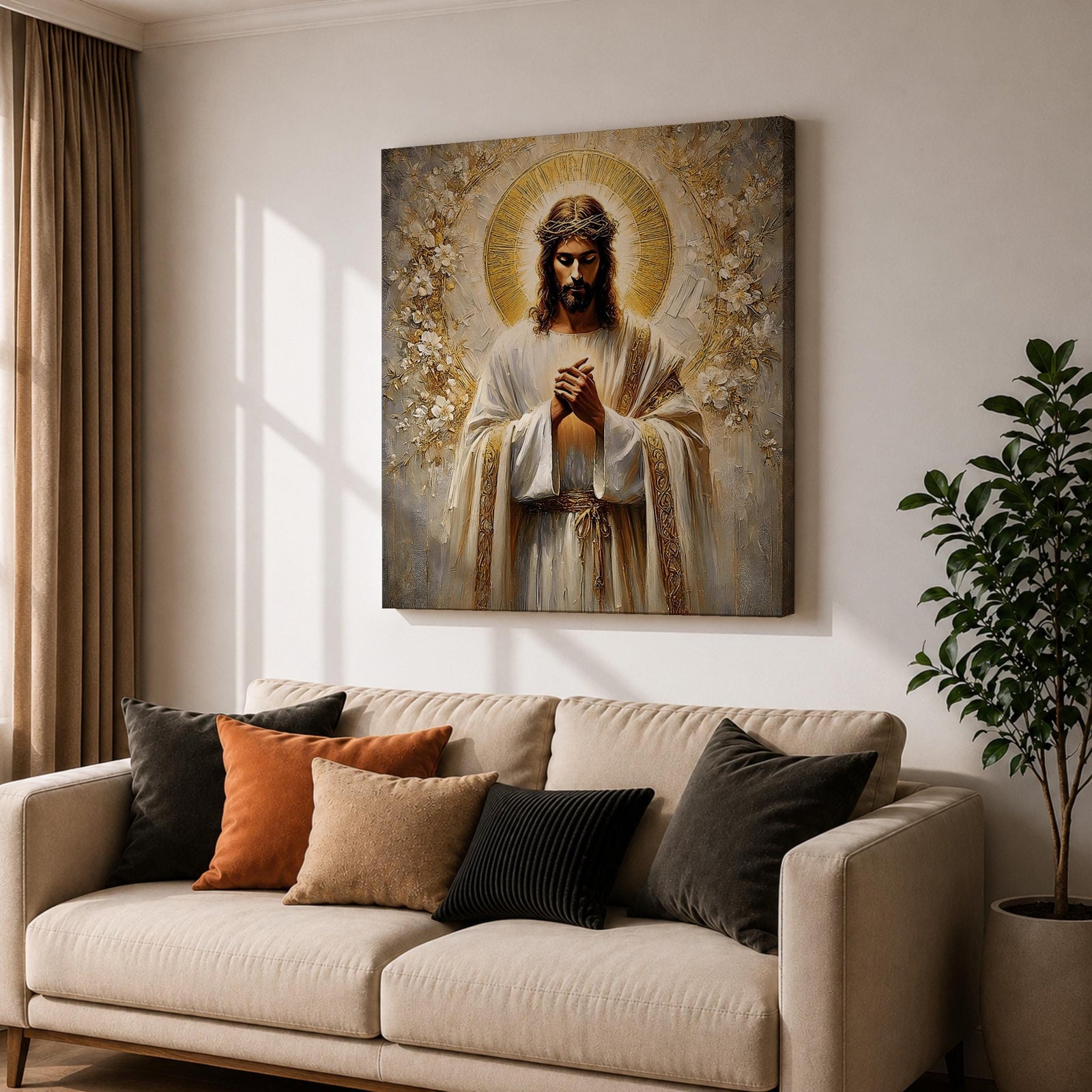Jesus Christ Wall Art Christ the Redeemer Framed Canvas Christian Prayer Biblical Home Decor