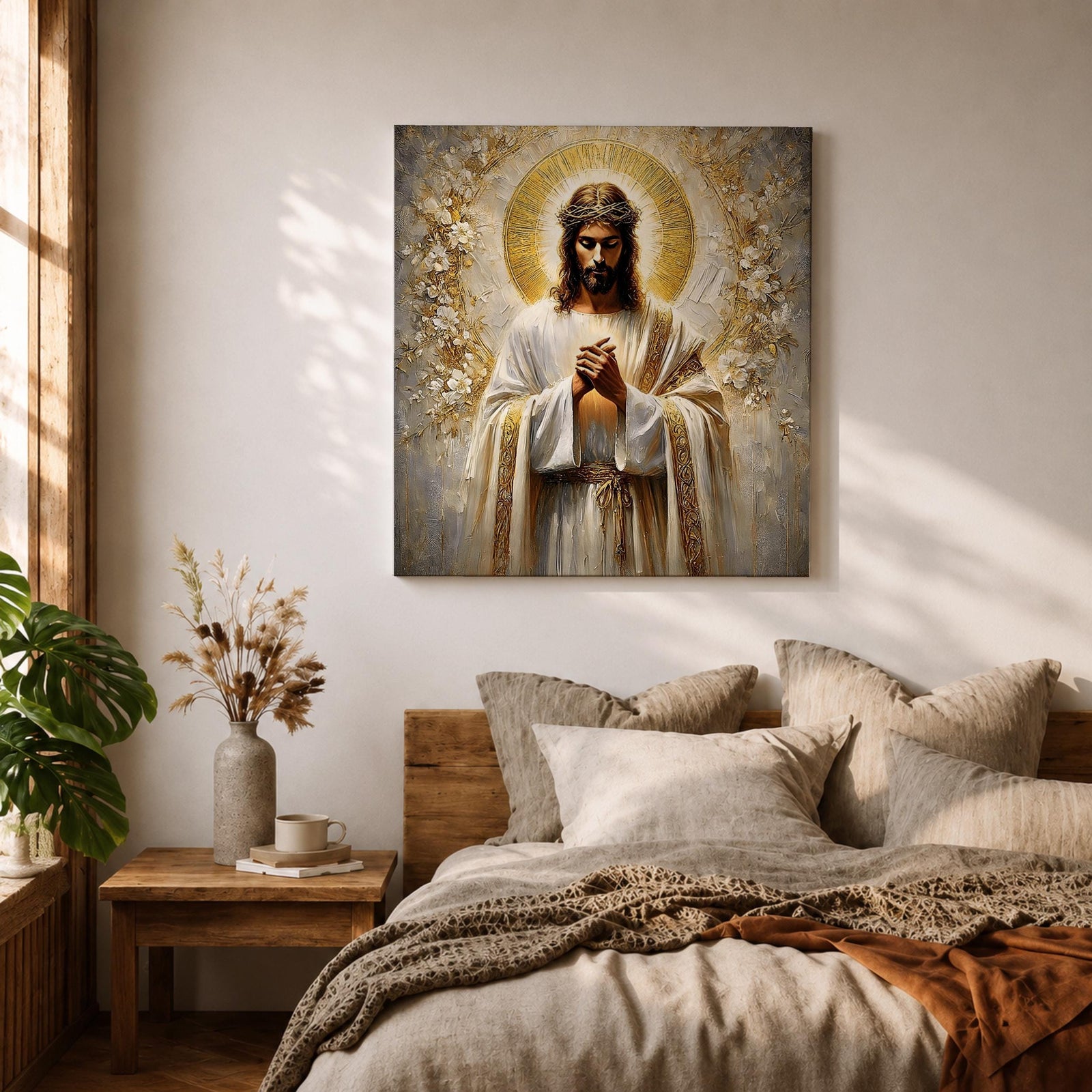 Jesus Christ Wall Art Christ the Redeemer Framed Canvas Christian Prayer Biblical Home Decor