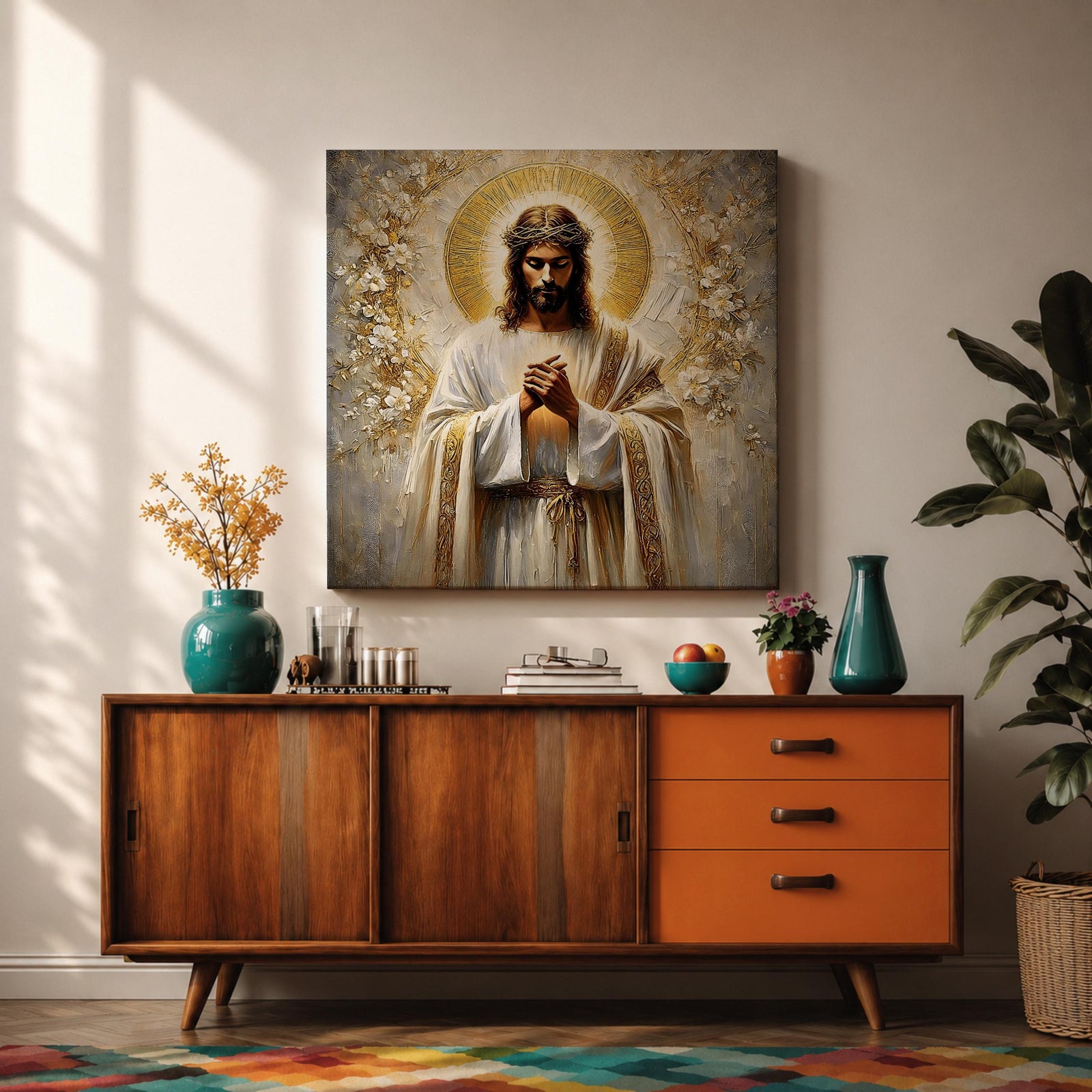 Jesus Christ Wall Art Christ the Redeemer Framed Canvas Christian Prayer Biblical Home Decor