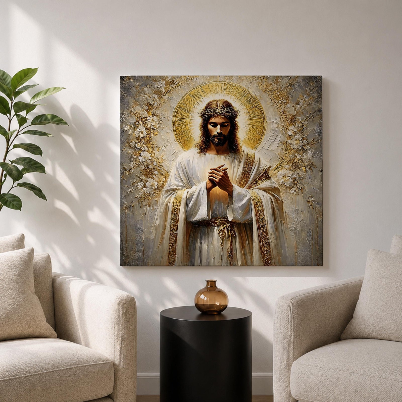 Jesus Christ Wall Art Christ the Redeemer Framed Canvas Christian Prayer Biblical Home Decor