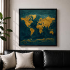 World Map Wall Art Global Atlas Framed Canvas Travel Modern Adventure Office Decor