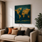 World Map Wall Art Global Atlas Framed Canvas Travel Modern Adventure Office Decor