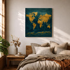 World Map Wall Art Global Atlas Framed Canvas Travel Modern Adventure Office Decor