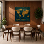 World Map Wall Art Global Atlas Framed Canvas Travel Modern Adventure Office Decor