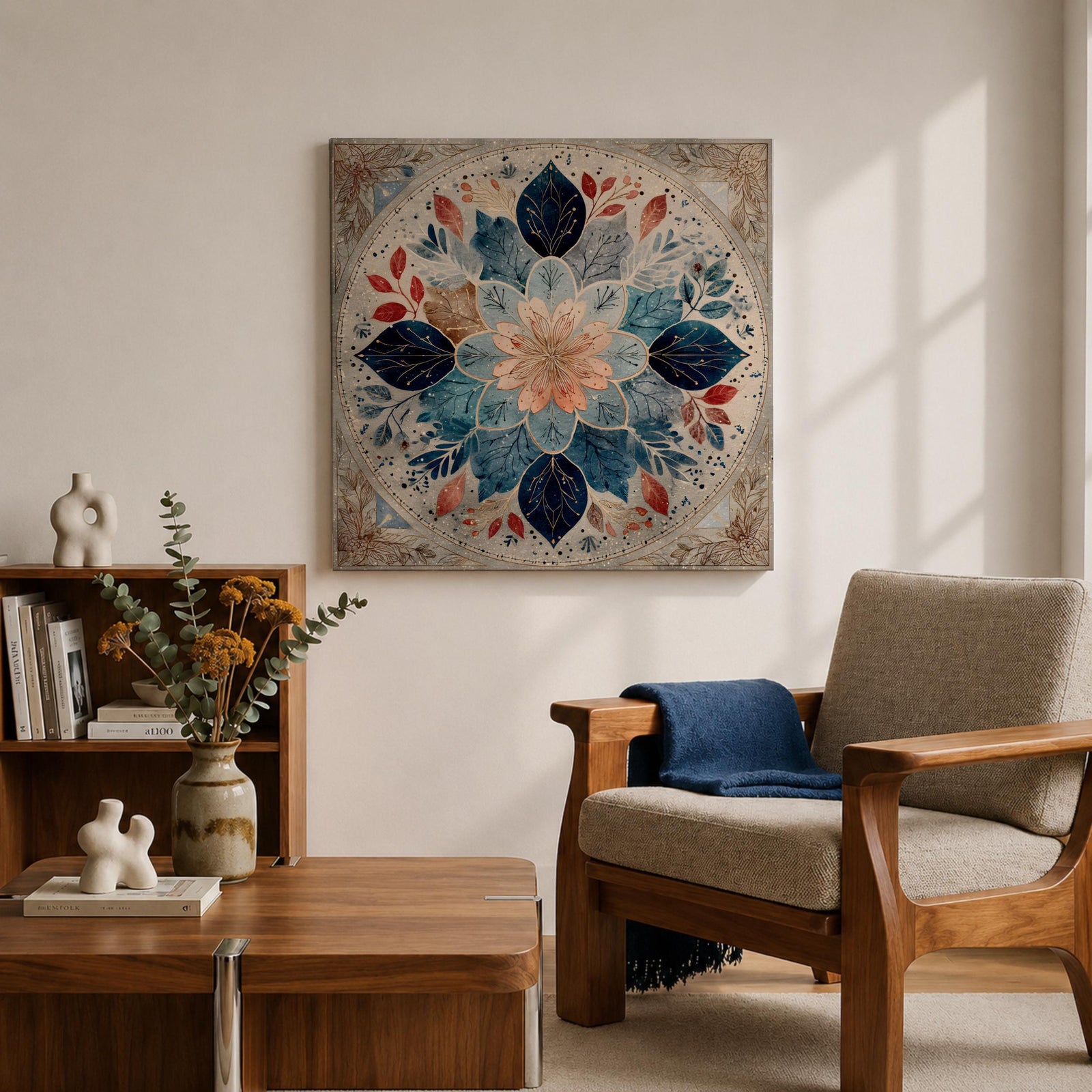 Islamic Mandala Wall Art Floral Pattern Framed Canvas Arabic Geometric Muslim Home Decor