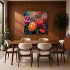 Peony Wall Art Colorful Garden Flowers Framed Canvas Botanical Boho Home Decor