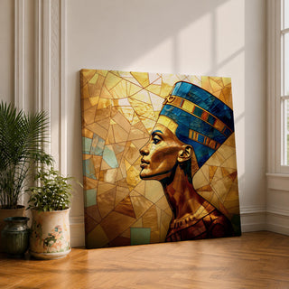 Queen Nefertiti Wall Art Egyptian Royalty Framed Canvas Ancient Egypt Stained Glass Cultural Decor
