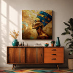 Queen Nefertiti Wall Art Egyptian Royalty Framed Canvas Ancient Egypt Stained Glass Cultural Decor