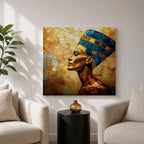 Queen Nefertiti Wall Art Egyptian Royalty Framed Canvas Ancient Egypt Stained Glass Cultural Decor
