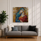 Virgin Mary Baby Jesus Wall Art Madonna and Child Framed Canvas Religious Home Decor