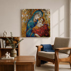 Virgin Mary Baby Jesus Wall Art Madonna and Child Framed Canvas Religious Home Decor