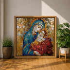 Virgin Mary Baby Jesus Wall Art Madonna and Child Framed Canvas Religious Home Decor