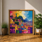 Christ the Redeemer Wall Art Rio de Janeiro Impasto Framed Canvas Brazil Home Decor