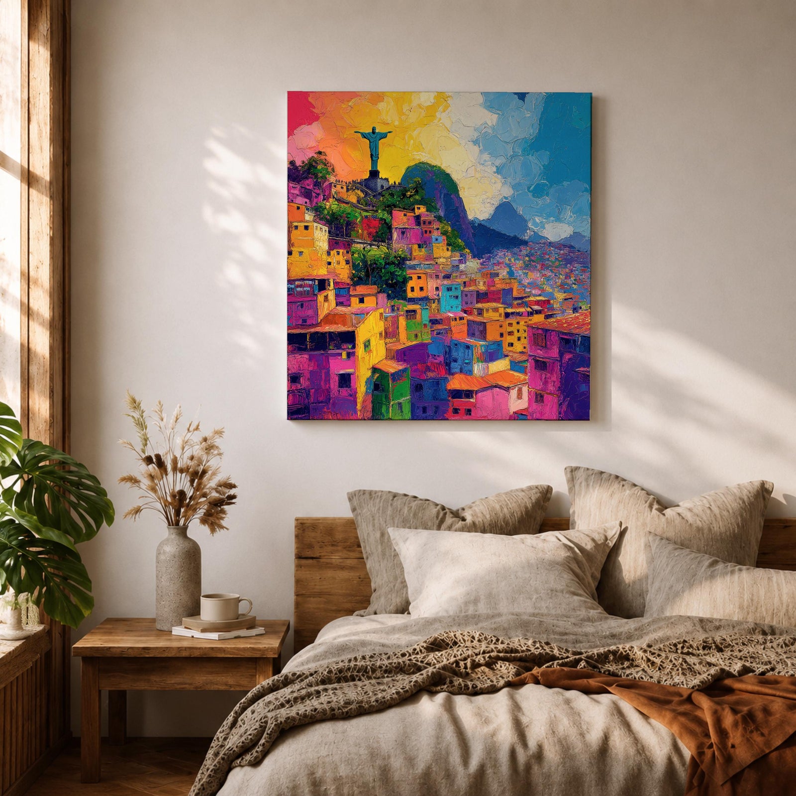 Christ the Redeemer Wall Art Rio de Janeiro Impasto Framed Canvas Brazil Home Decor