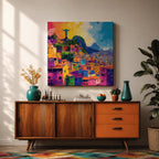 Christ the Redeemer Wall Art Rio de Janeiro Impasto Framed Canvas Brazil Home Decor