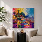 Christ the Redeemer Wall Art Rio de Janeiro Impasto Framed Canvas Brazil Home Decor