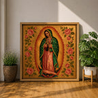 Our Lady of Guadalupe Wall Art Virgencita Framed Canvas Mexican Catholic Home Decor