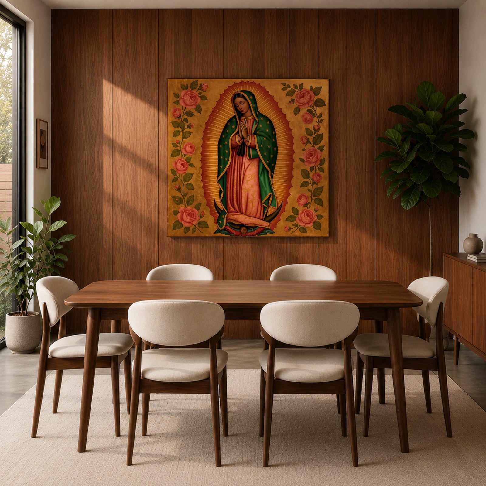 Our Lady of Guadalupe Wall Art Virgencita Framed Canvas Mexican Catholic Home Decor