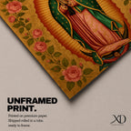 Our Lady of Guadalupe Wall Art Virgencita Framed Canvas Mexican Catholic Home Decor