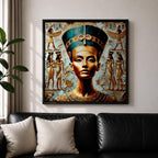 Queen Nefertiti Wall Art Amarna Royalty Framed Canvas Ancient Egypt Hieroglyphic Cultural Decor