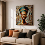 Queen Nefertiti Wall Art Amarna Royalty Framed Canvas Ancient Egypt Hieroglyphic Cultural Decor