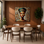 Queen Nefertiti Wall Art Amarna Royalty Framed Canvas Ancient Egypt Hieroglyphic Cultural Decor