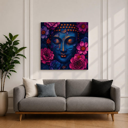 Buddha Wall Art Zen Meditation Framed Canvas Floral Buddhist Spiritual Mindful Decor