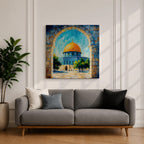 Dome of the Rock Wall Art Jerusalem Mosque Framed Canvas Islamic Prayer Room Decor